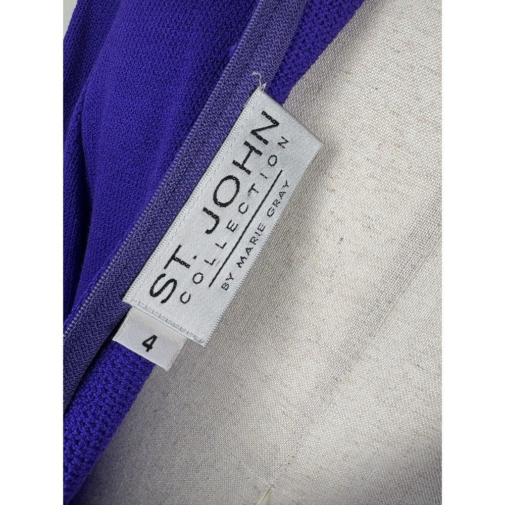St John Sz 4 Dress Santana Knit Preppy Old Money Gold Button Midi Drop Waist - Picture 3 of 3